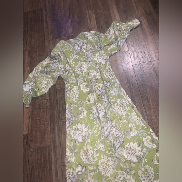 ASOS EDITION BUTTON FRONT MIDI DRESS GREEN  FLORAL PRINT boho fall formal $160 - Picture 5 of 11